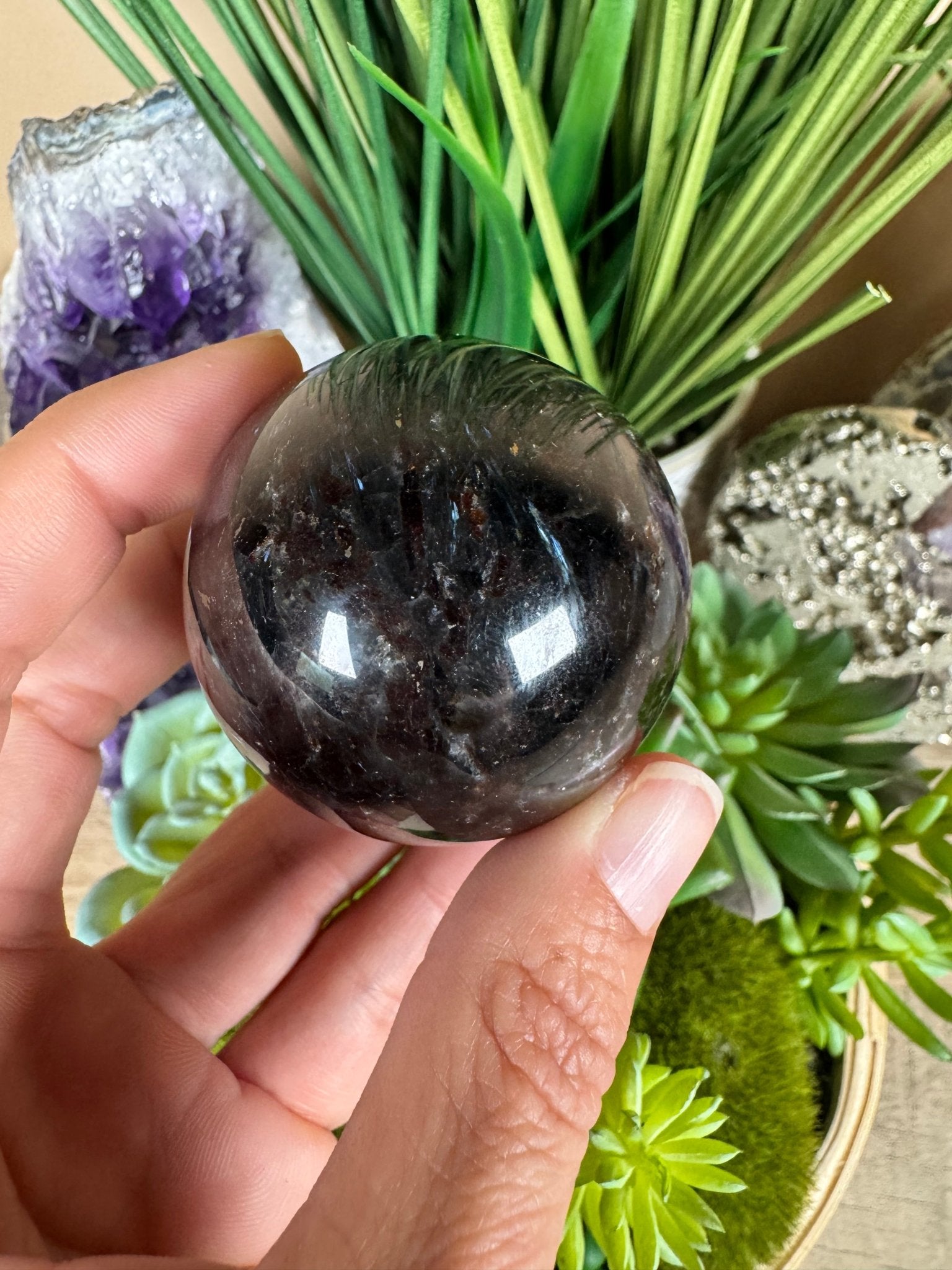 Arfvedsonite Sphere 47mm - Purple Door Alchemy