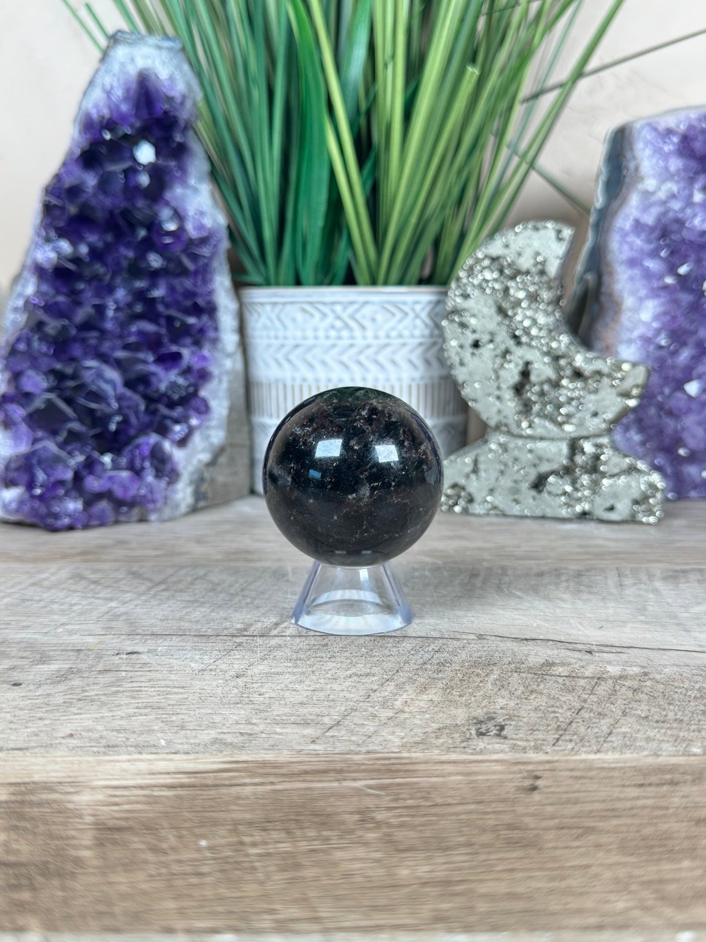 Arfvedsonite Sphere 47mm - Purple Door Alchemy