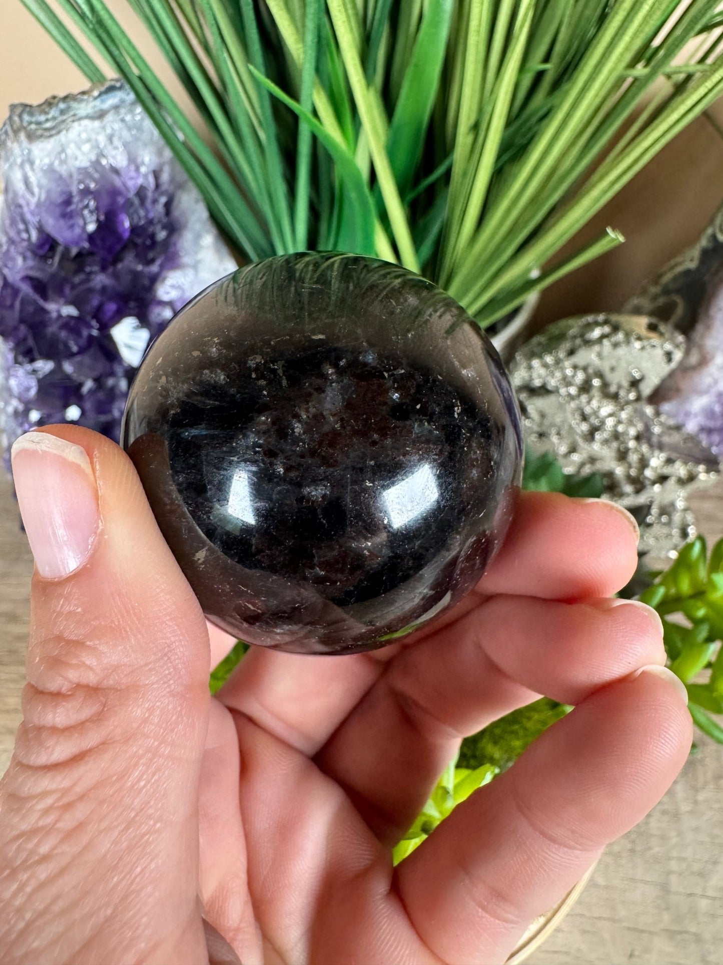 Arfvedsonite Sphere 47mm - Purple Door Alchemy