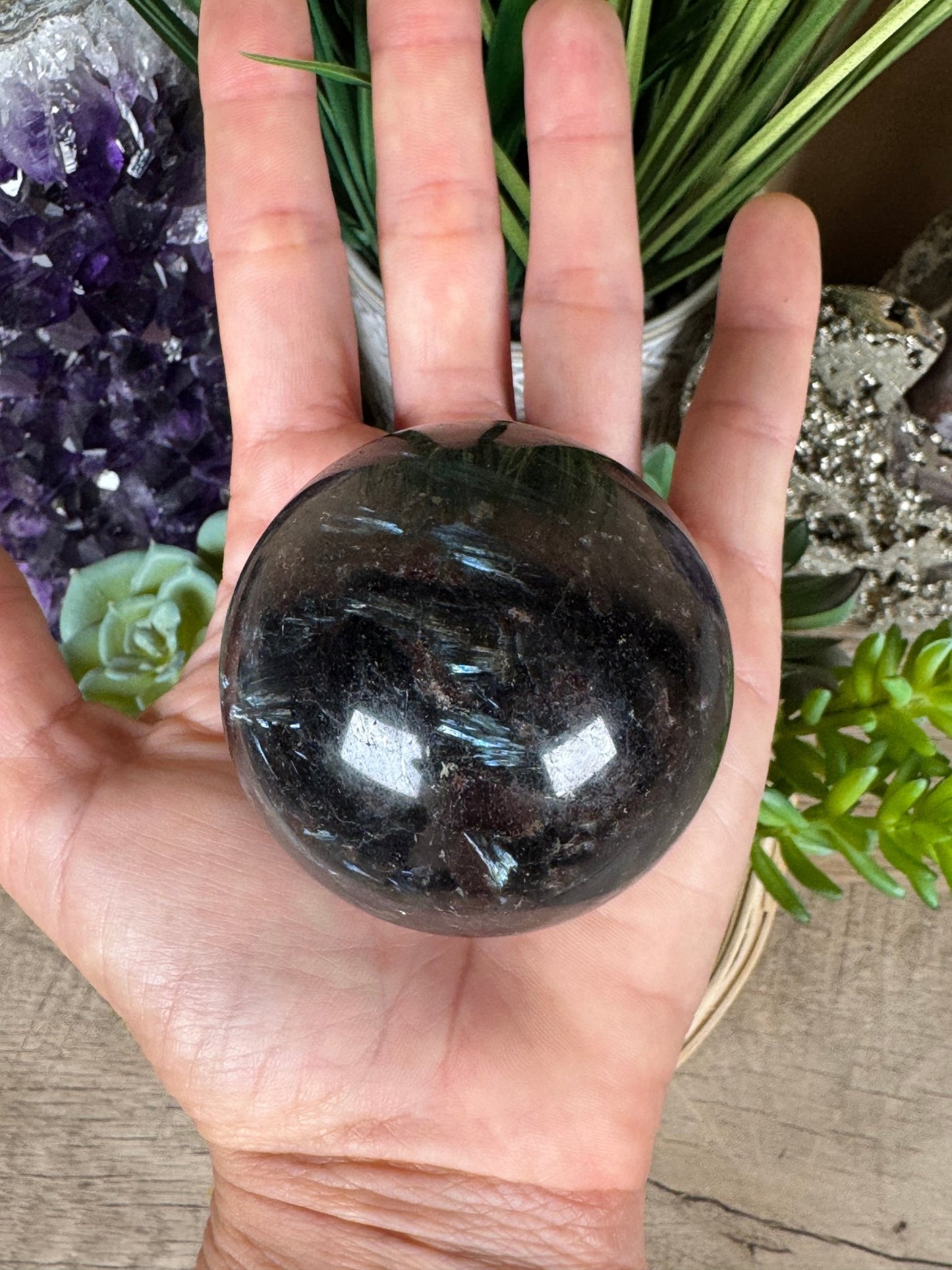 Arfvedsonite Sphere 56mm - Purple Door Alchemy