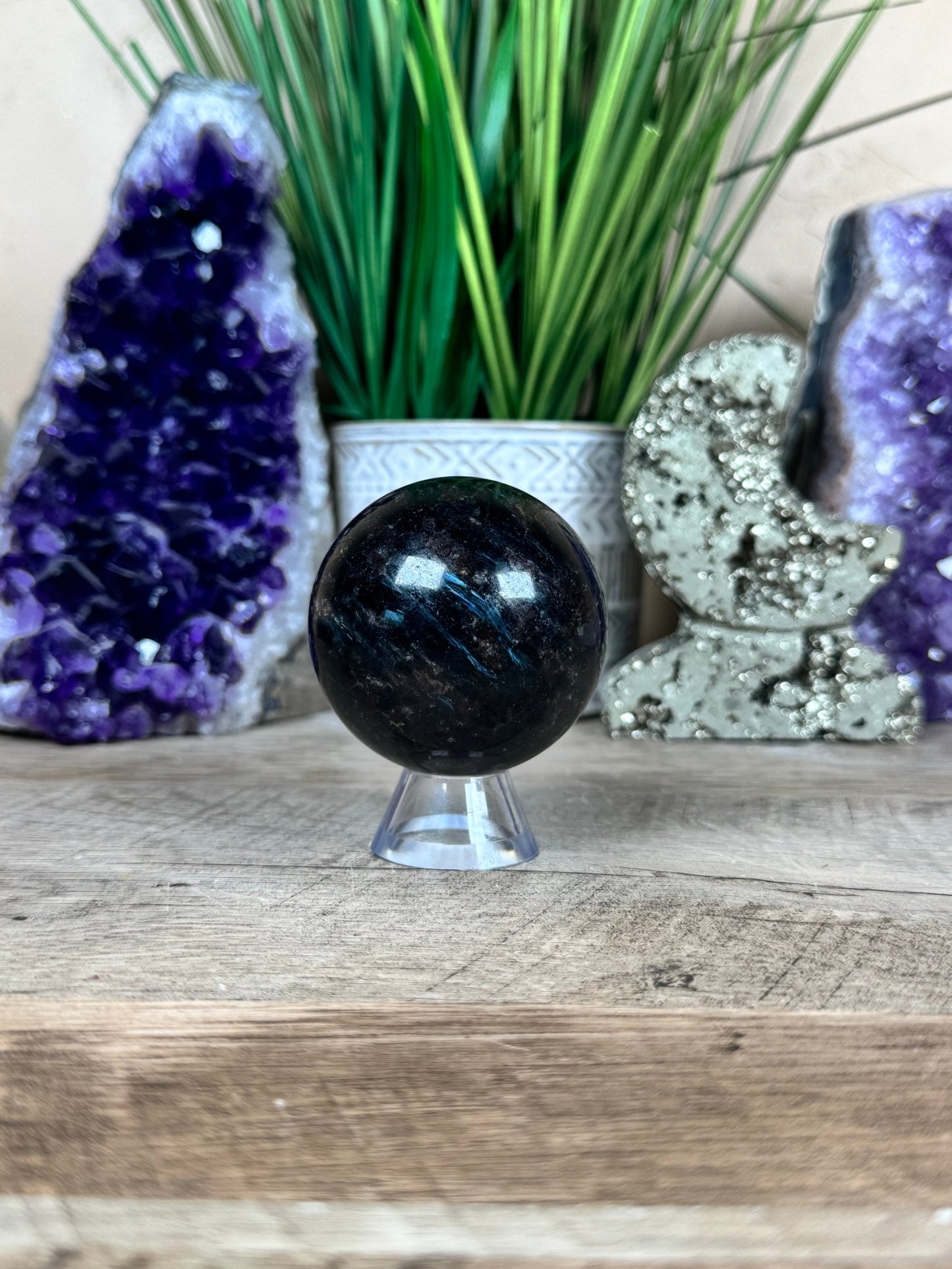 Arfvedsonite Sphere 56mm - Purple Door Alchemy