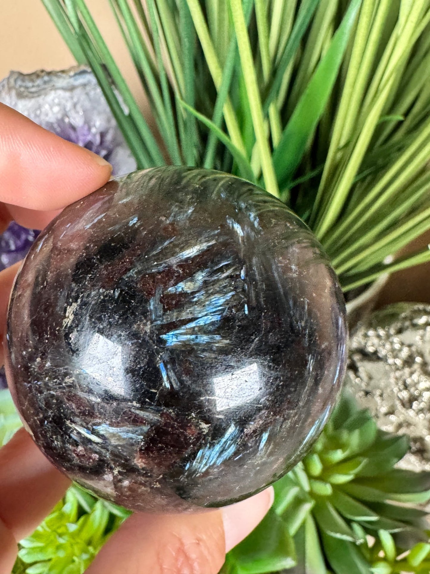 Arfvedsonite Sphere 56mm - Purple Door Alchemy