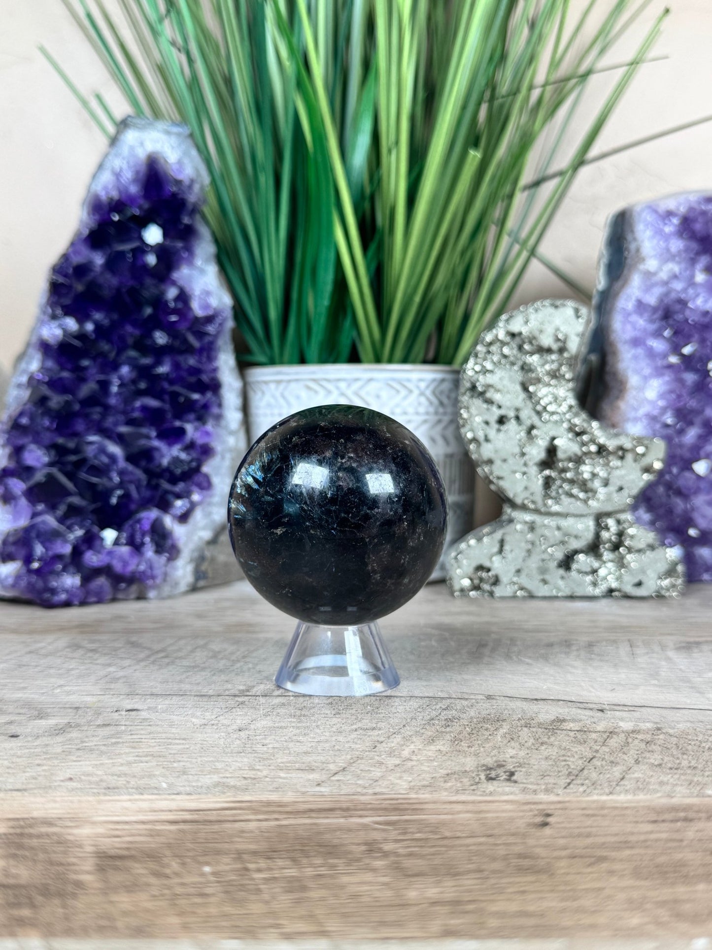 Arfvedsonite Sphere 56mm - Purple Door Alchemy