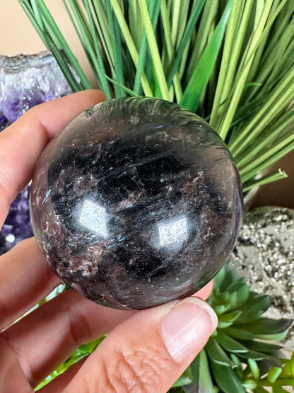 Arfvedsonite Sphere 56mm - Purple Door Alchemy