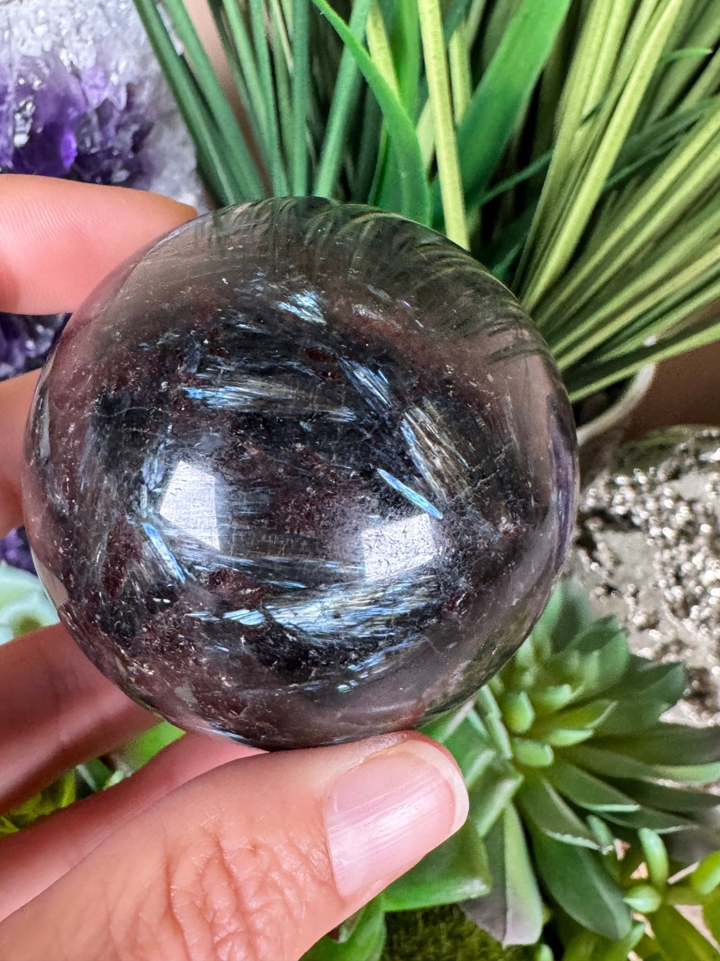 Arfvedsonite Sphere 56mm - Purple Door Alchemy