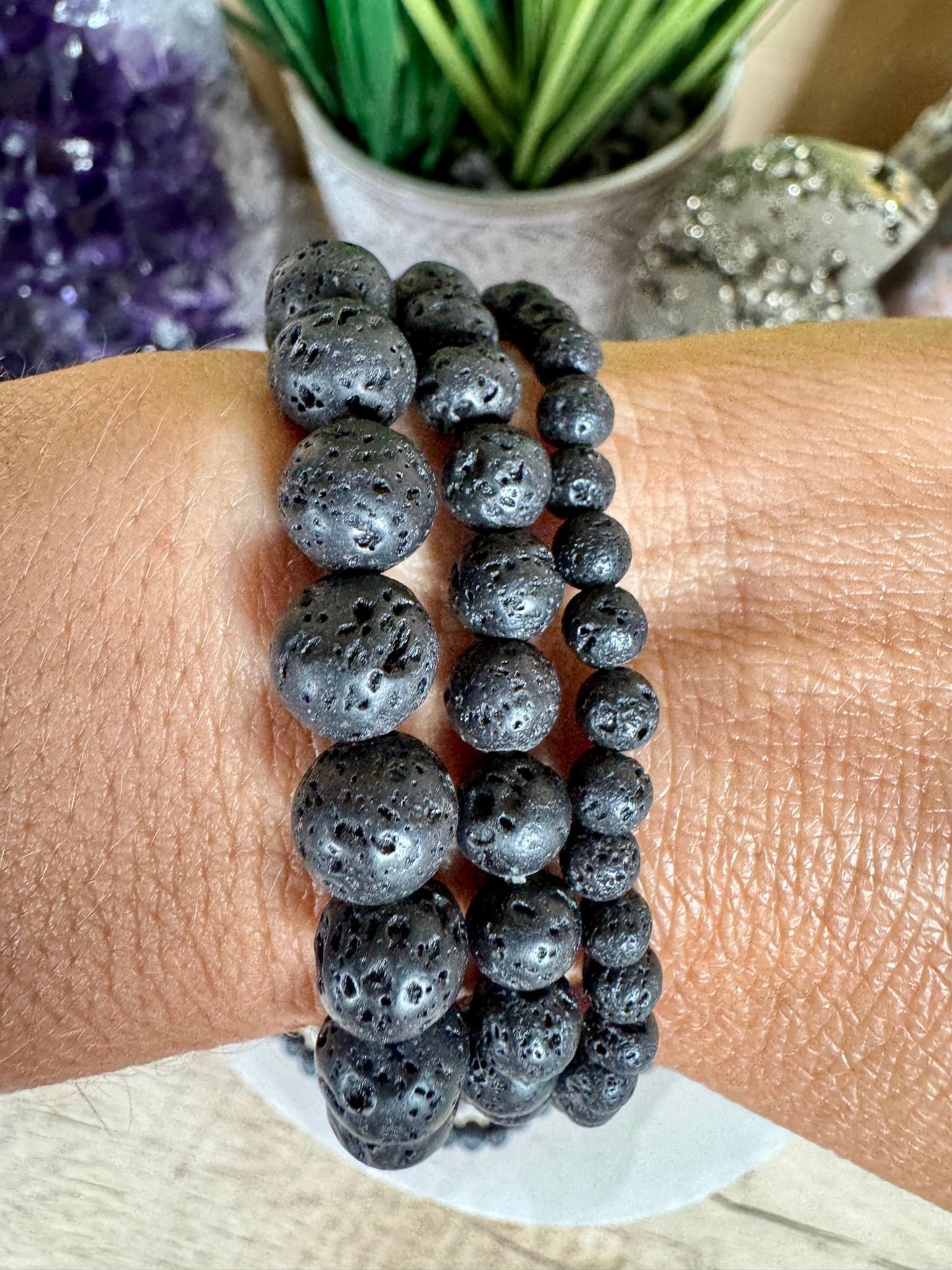 Black Lava Stone Bracelet - Purple Door Alchemy