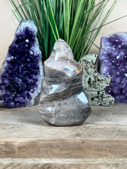 Black Moonstone Flame 128mm/5in - Purple Door Alchemy