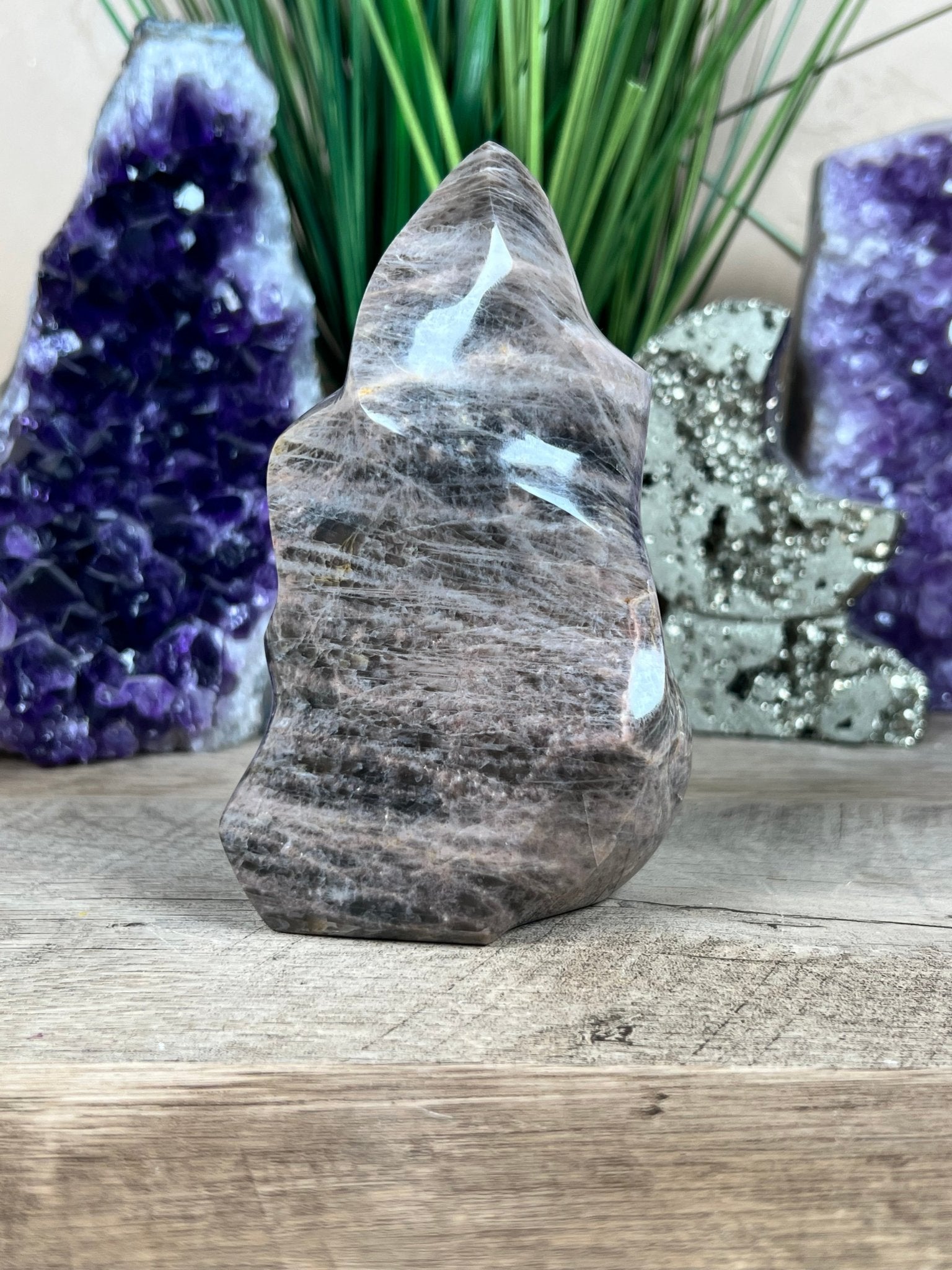 Black Moonstone Flame 128mm/5in - Purple Door Alchemy