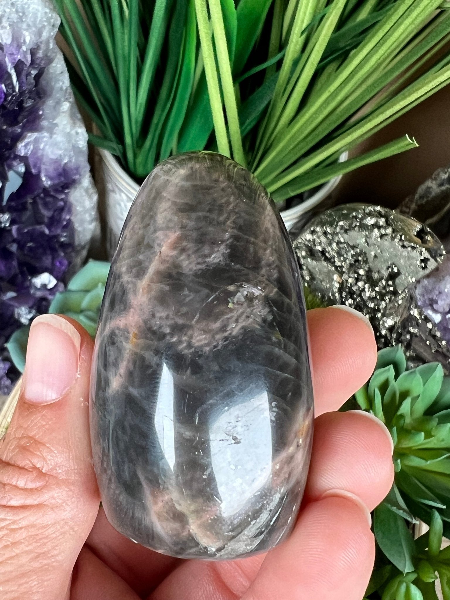 Black Moonstone Freeform 2.1in - Purple Door Alchemy
