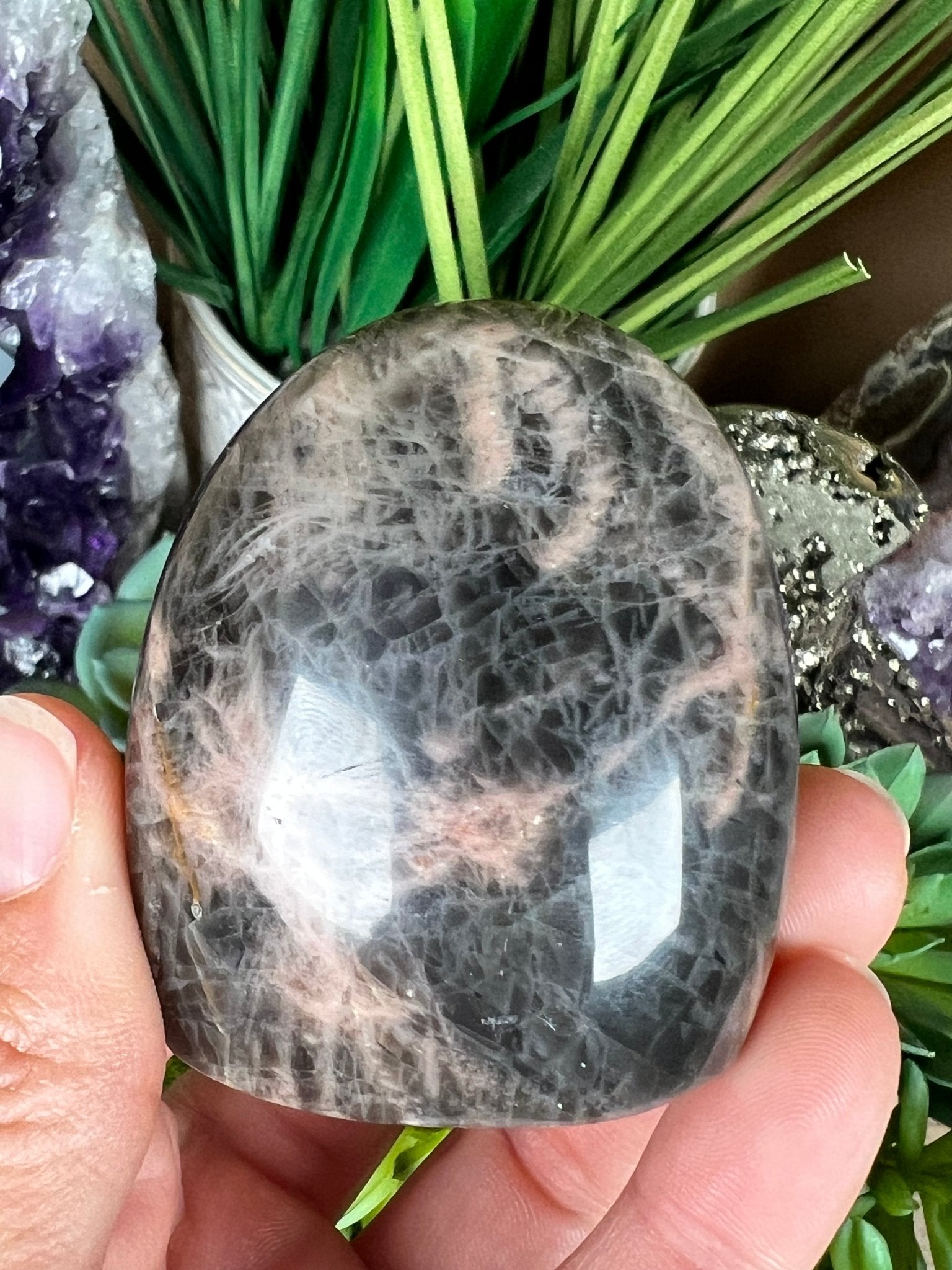 Black Moonstone Freeform 2.1in - Purple Door Alchemy