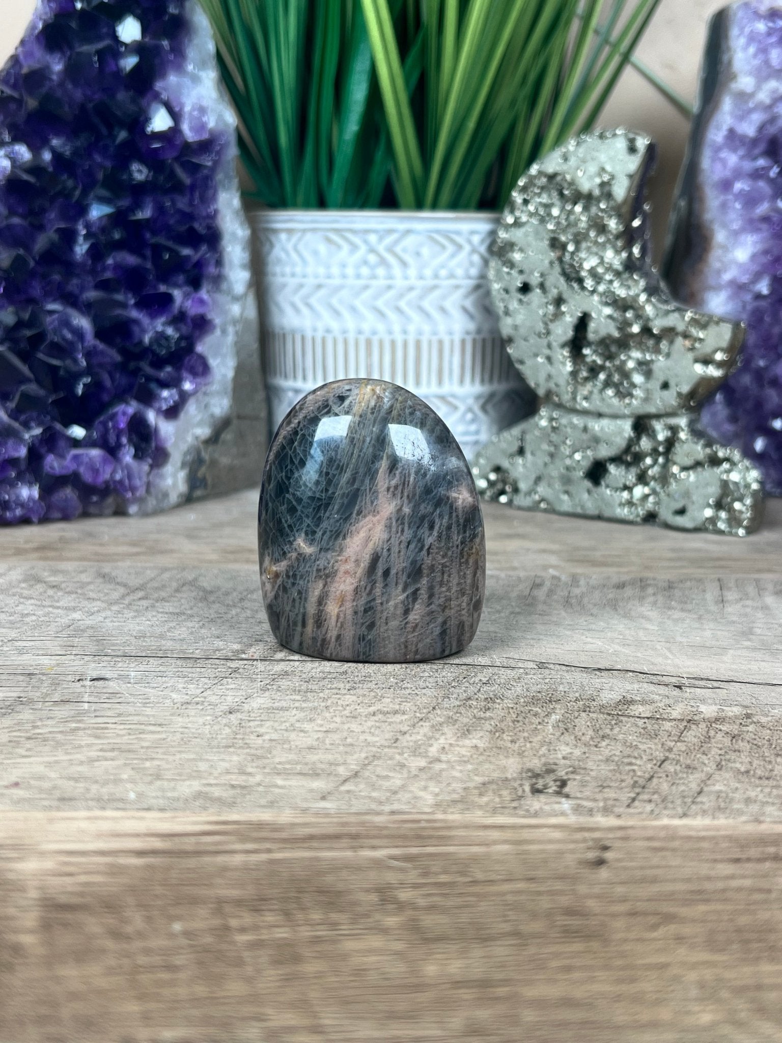 Black Moonstone Freeform 2.1in - Purple Door Alchemy