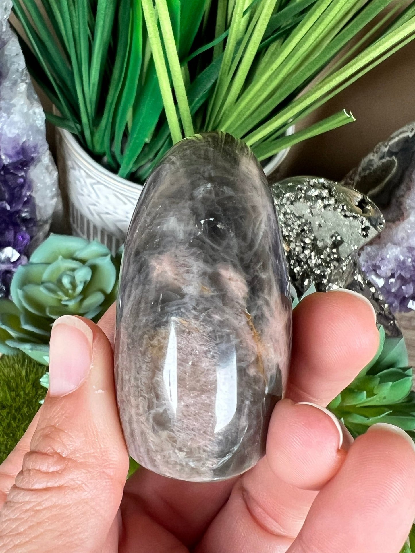 Black Moonstone Freeform 2.1in - Purple Door Alchemy