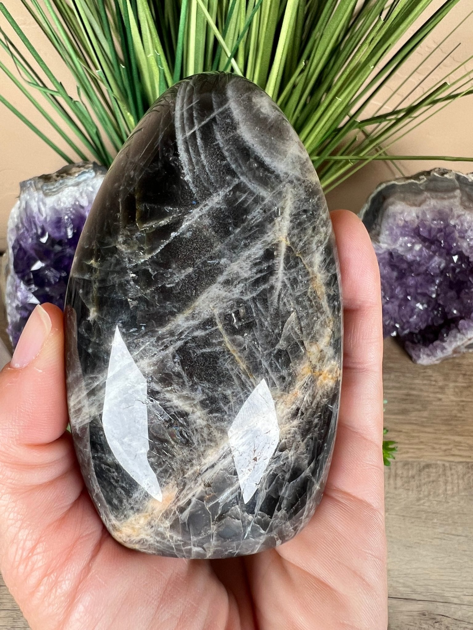 Black Moonstone Freeform 3.54in - Purple Door Alchemy