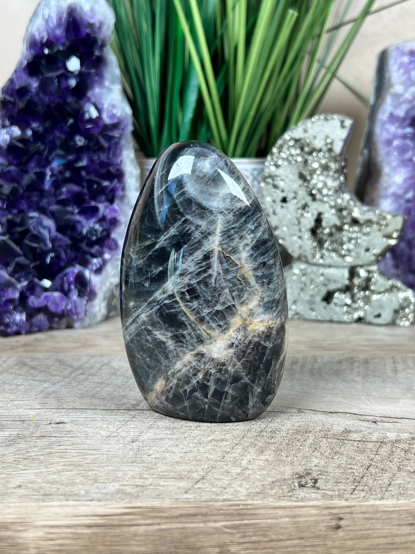 Black Moonstone Freeform 3.54in - Purple Door Alchemy