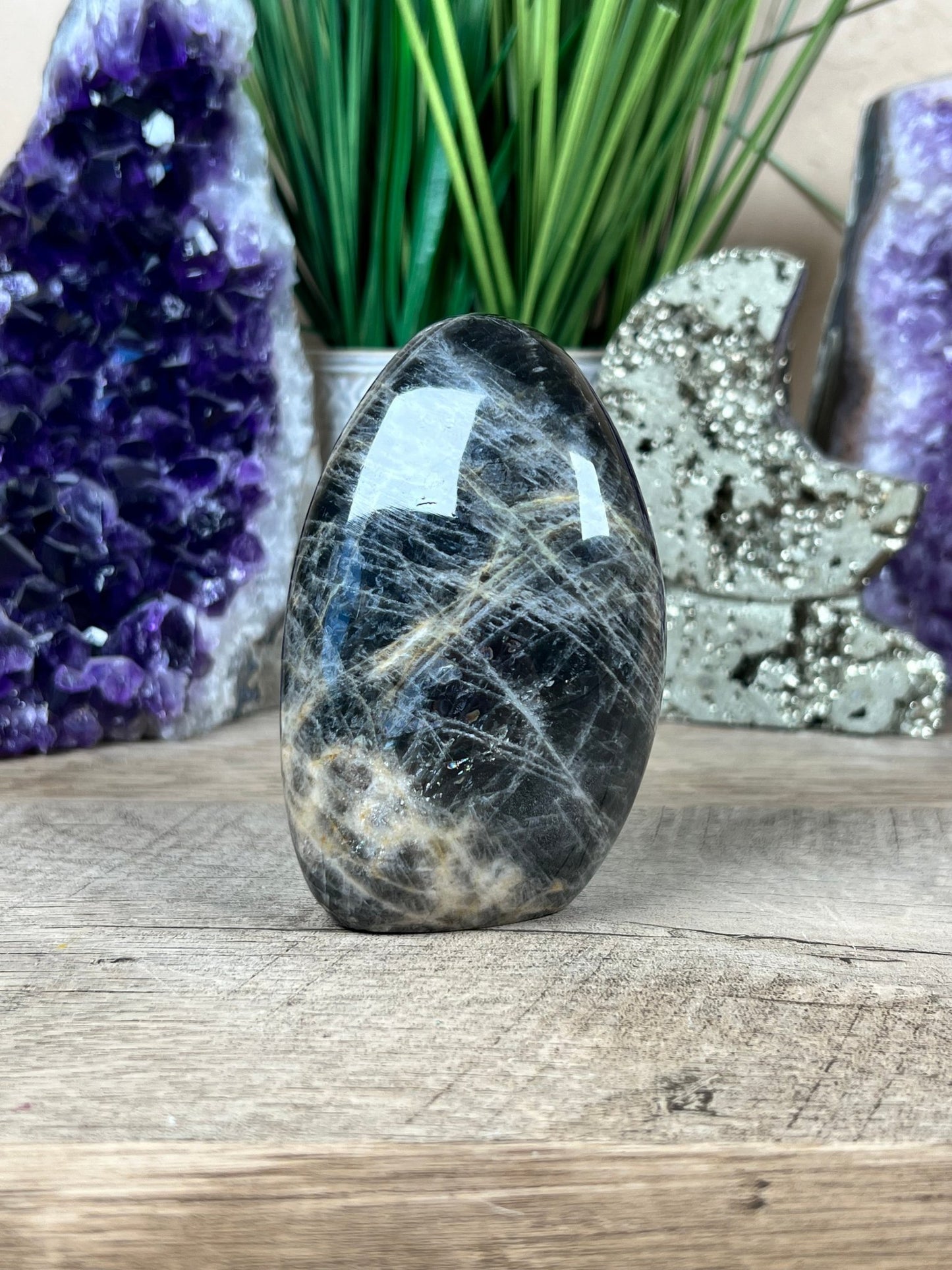 Black Moonstone Freeform 3.54in - Purple Door Alchemy