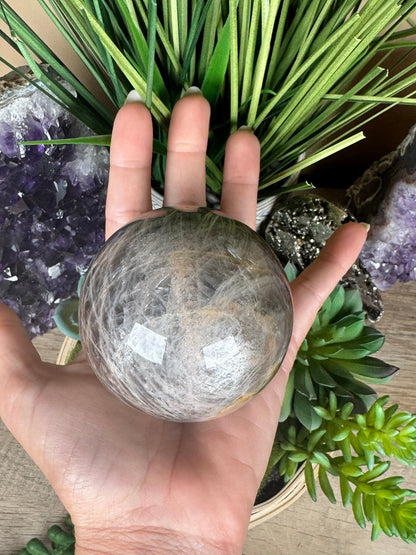 Black Moonstone Sphere - Purple Door Alchemy