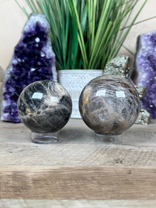 Black Moonstone Sphere - Purple Door Alchemy