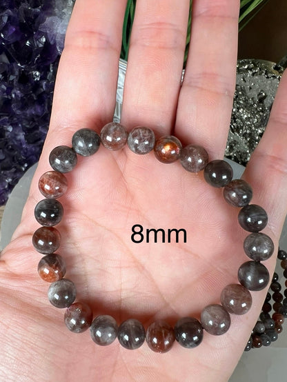 Black Moonstone Sunstone Bracelet - Purple Door Alchemy