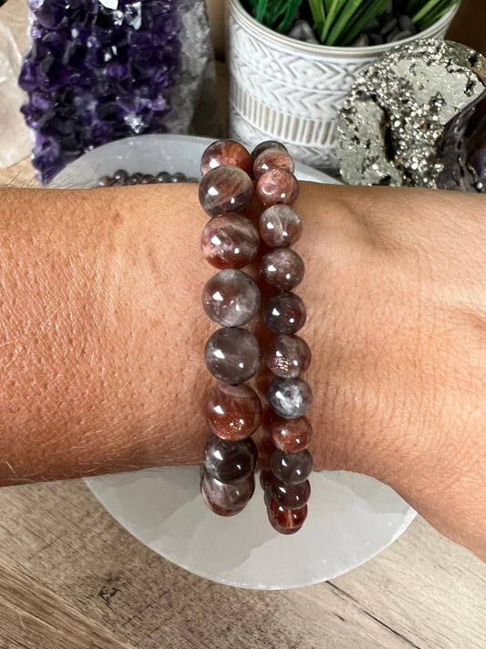 Black Moonstone Sunstone Bracelet - Purple Door Alchemy