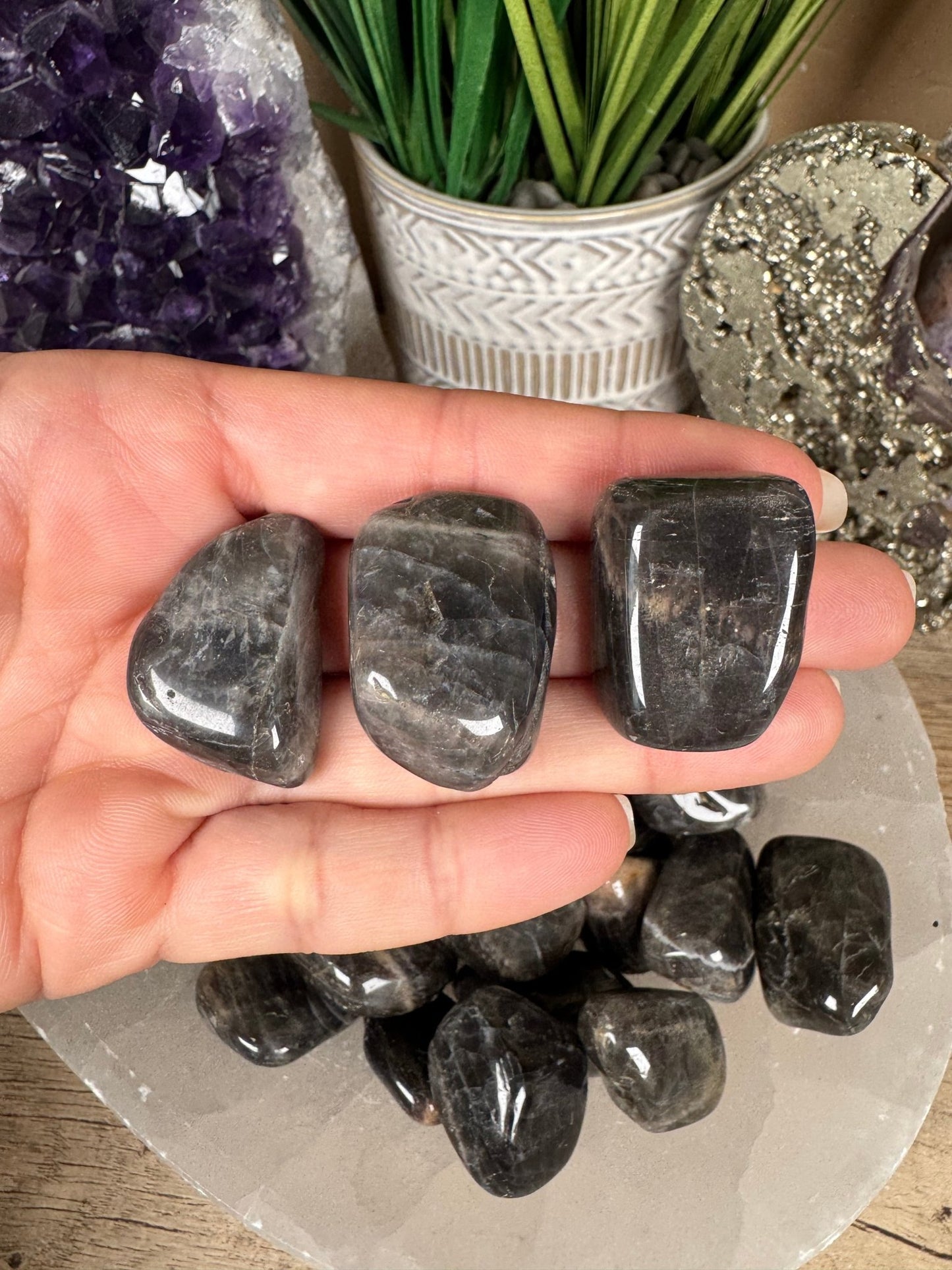 Black Moonstone Tumble - Purple Door Alchemy