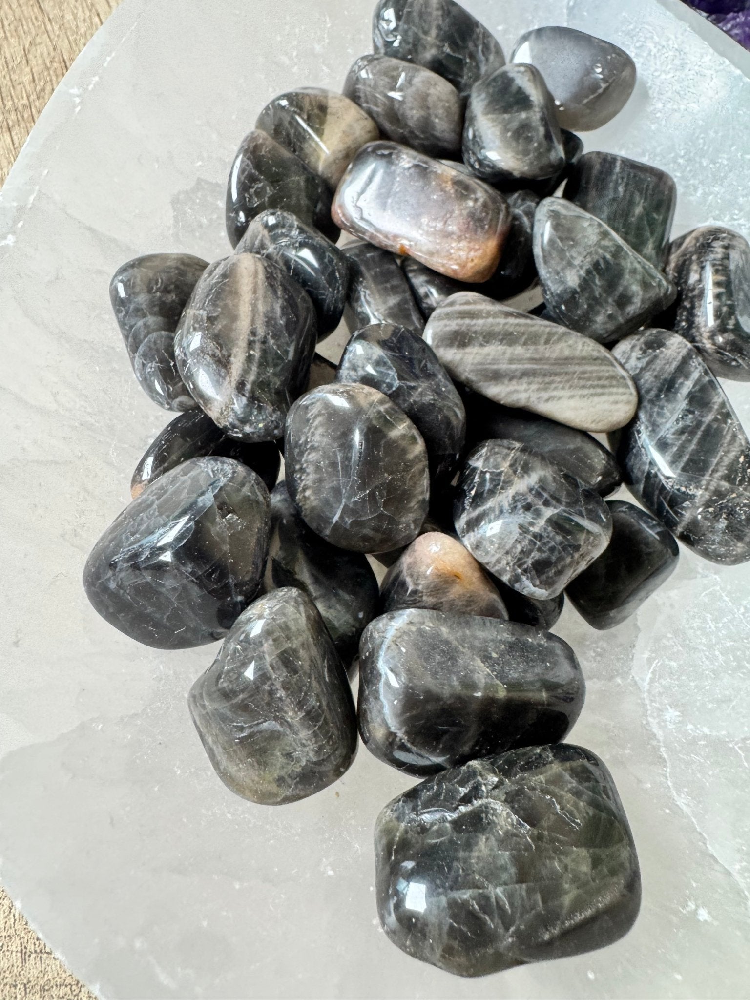 Black Moonstone Tumble - Purple Door Alchemy