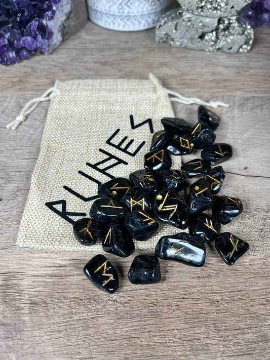 Black Tourmaline Runes - Purple Door Alchemy