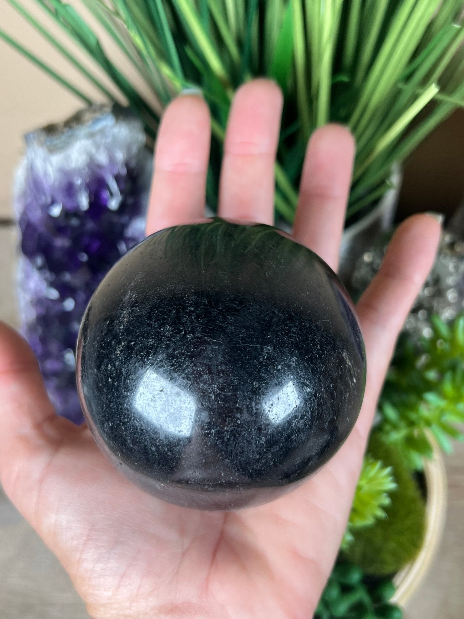 Black Tourmaline Sphere 73mm/2.87in - Purple Door Alchemy