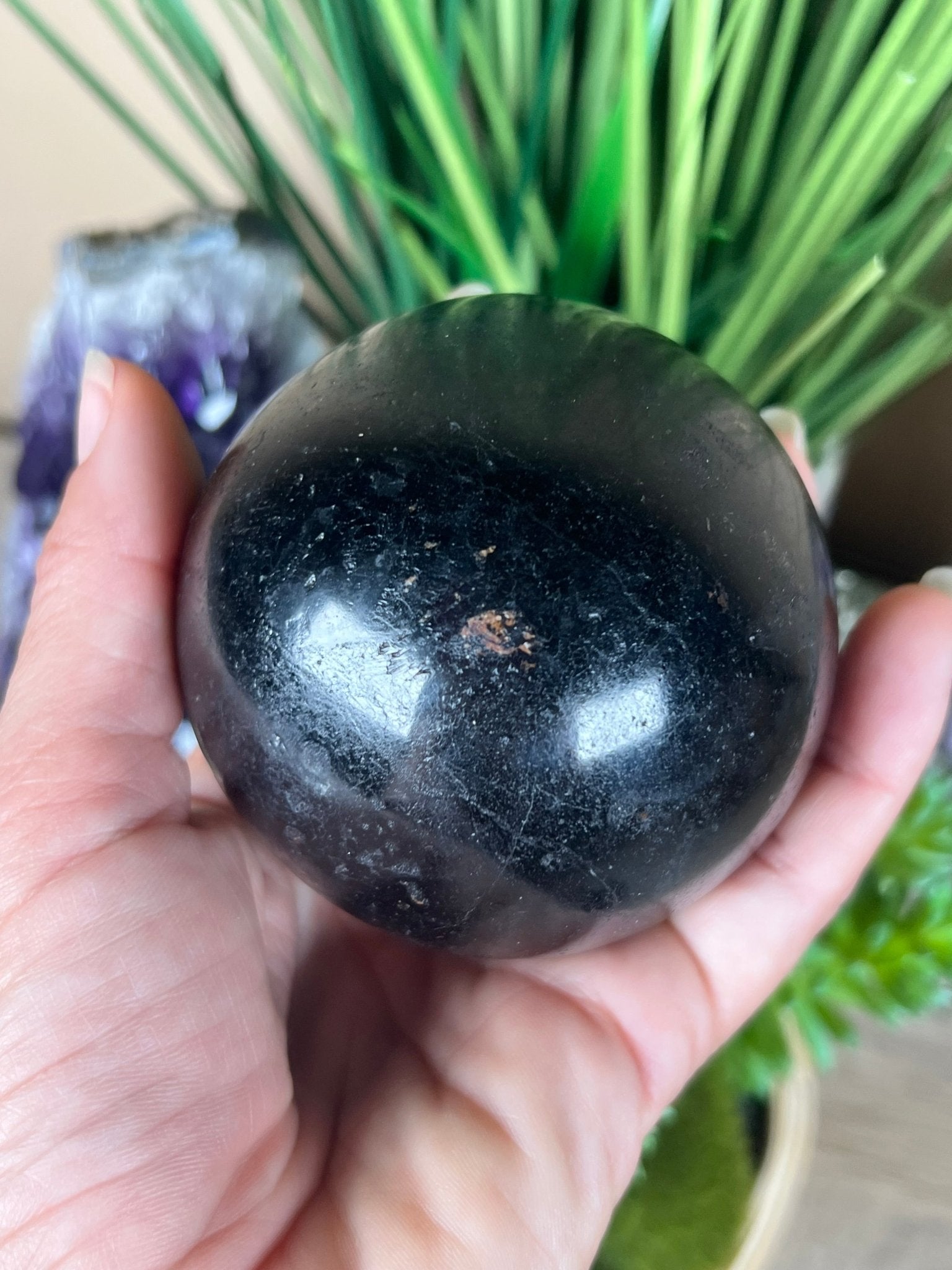 Black Tourmaline Sphere 73mm/2.87in - Purple Door Alchemy