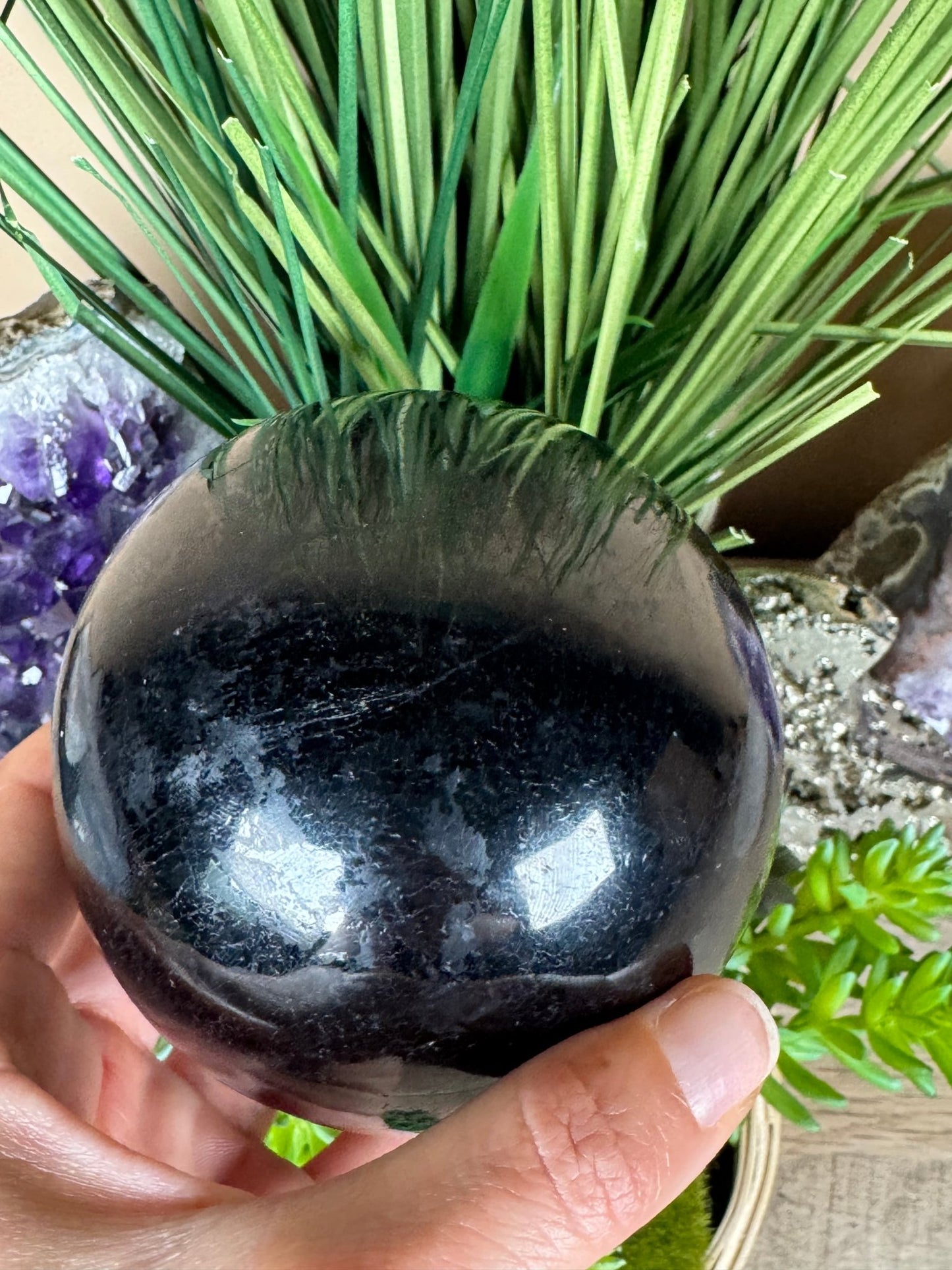 Black Tourmaline Sphere 92mm - Purple Door Alchemy