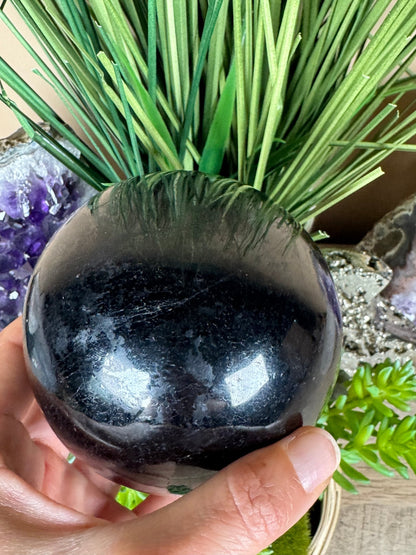 Black Tourmaline Sphere 92mm - Purple Door Alchemy