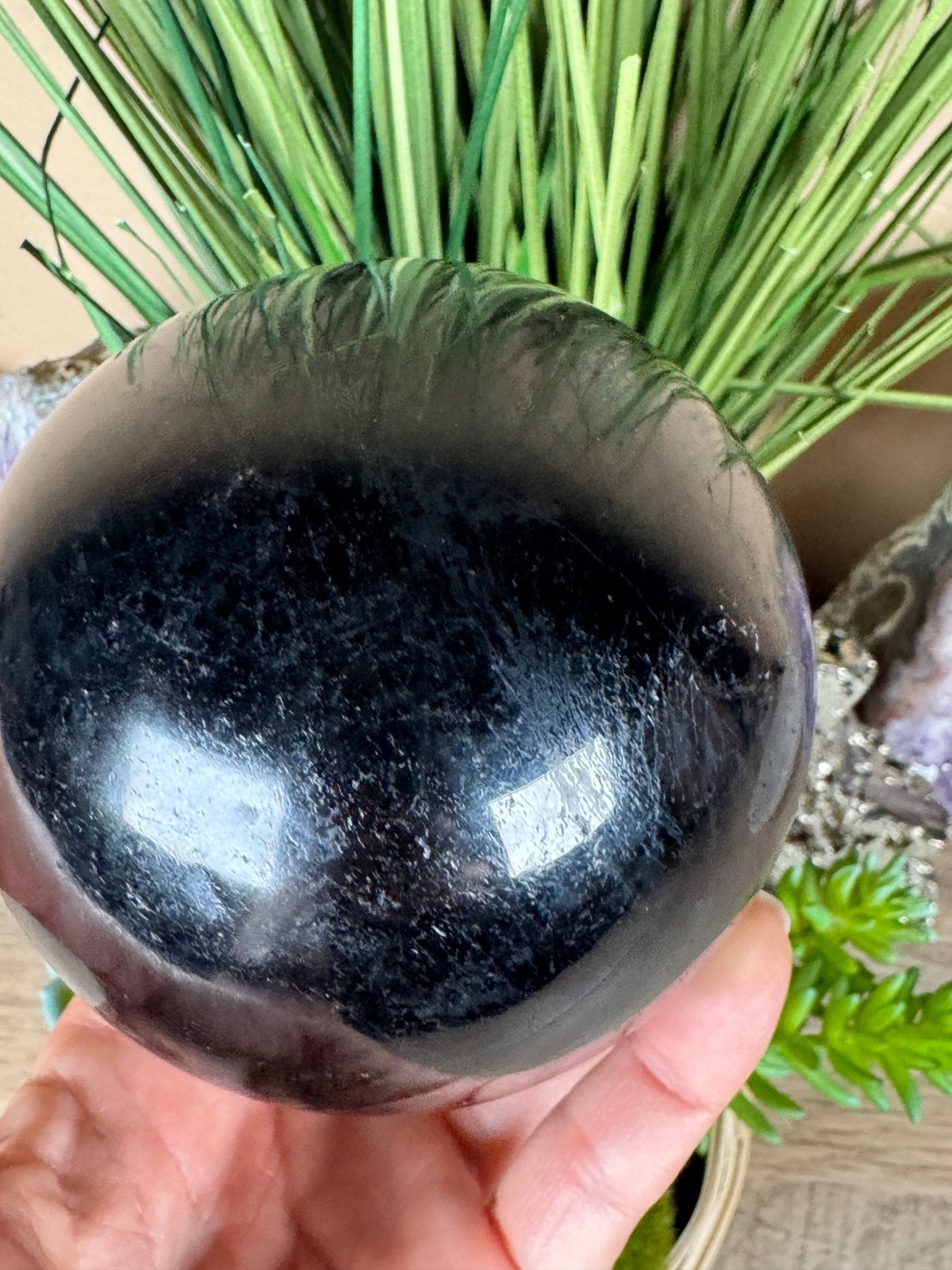 Black Tourmaline Sphere 92mm - Purple Door Alchemy