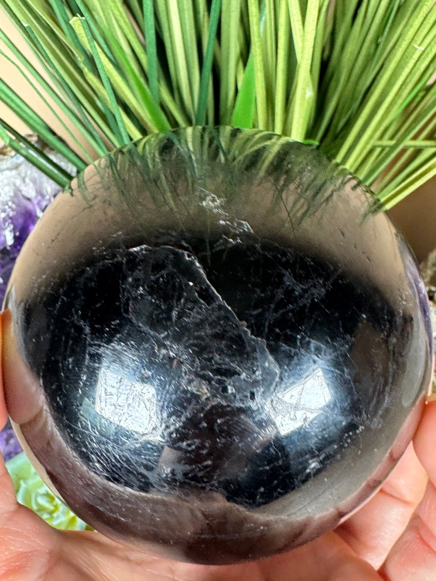 Black Tourmaline Sphere 92mm - Purple Door Alchemy
