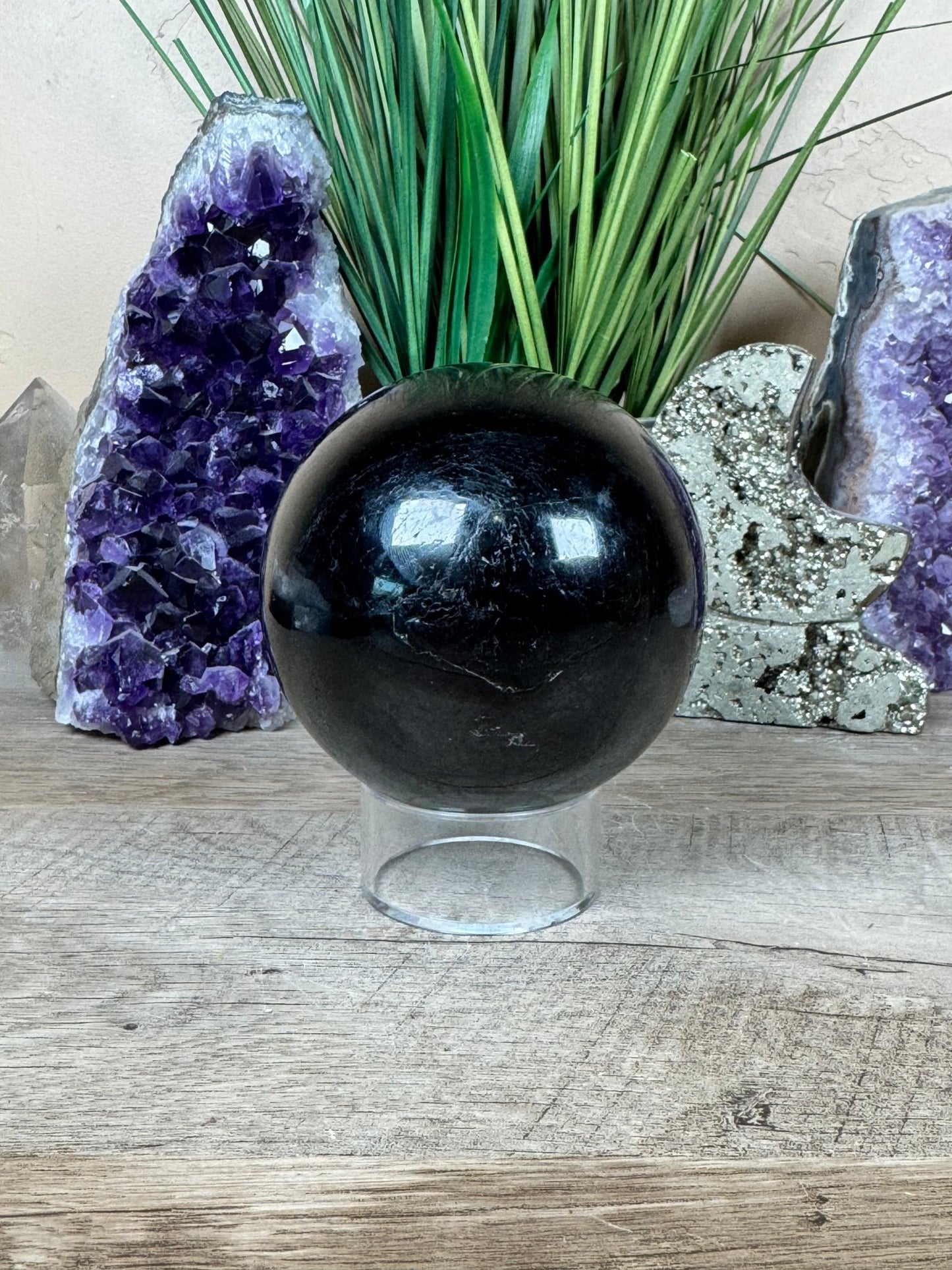 Black Tourmaline Sphere 92mm - Purple Door Alchemy