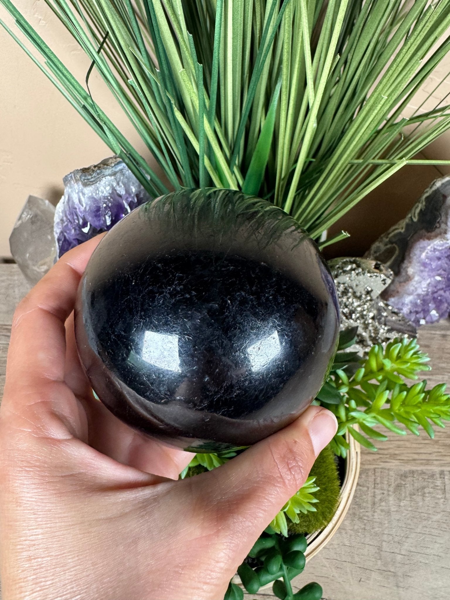 Black Tourmaline Sphere 92mm - Purple Door Alchemy