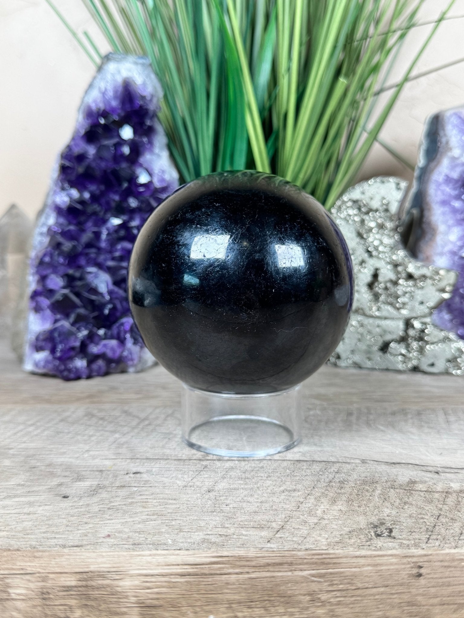 Black Tourmaline Sphere 92mm - Purple Door Alchemy