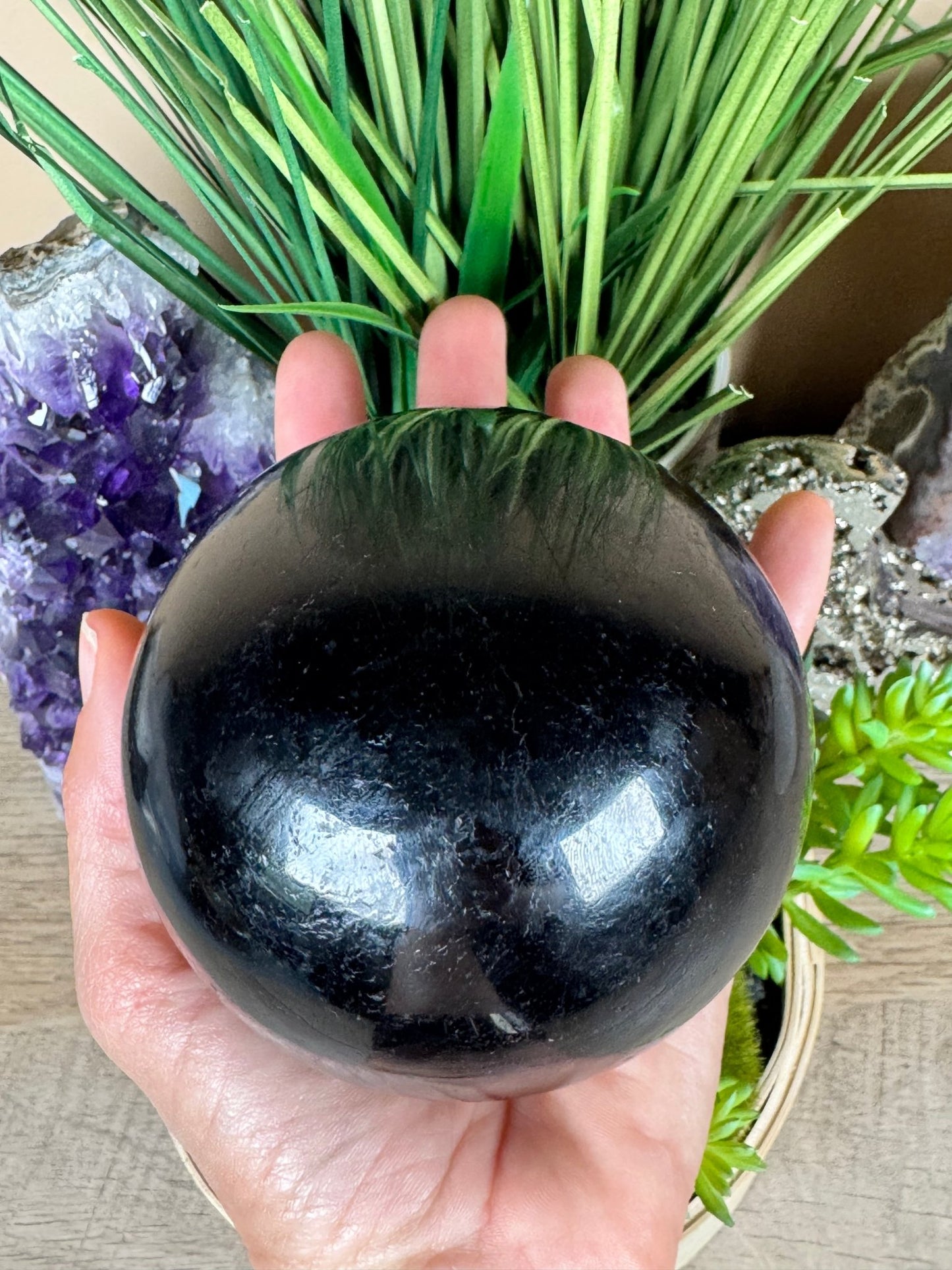 Black Tourmaline Sphere 92mm - Purple Door Alchemy