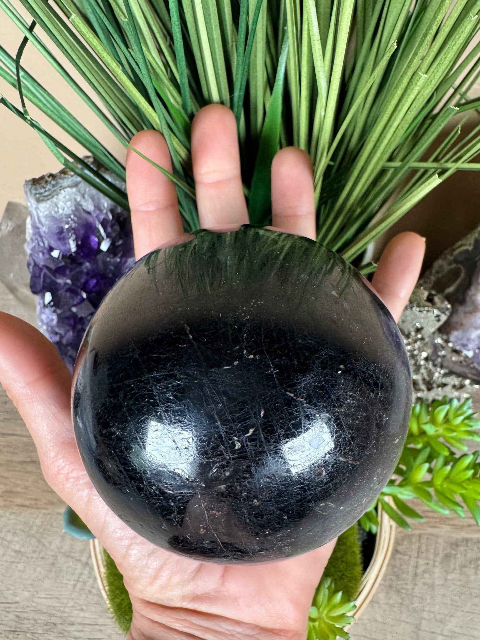 Black Tourmaline Sphere - Purple Door Alchemy