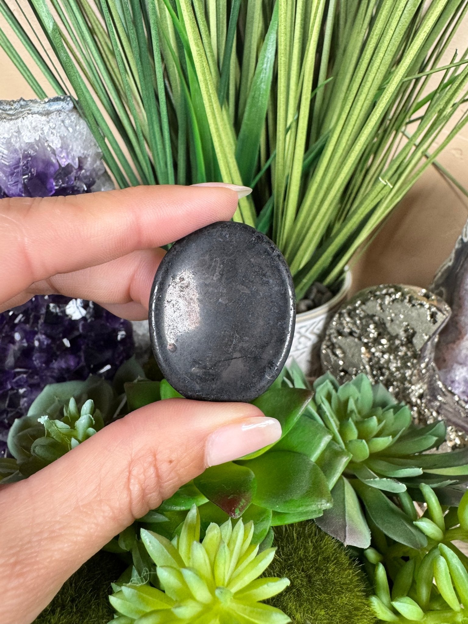 Black Tourmaline Worry Stone - Purple Door Alchemy