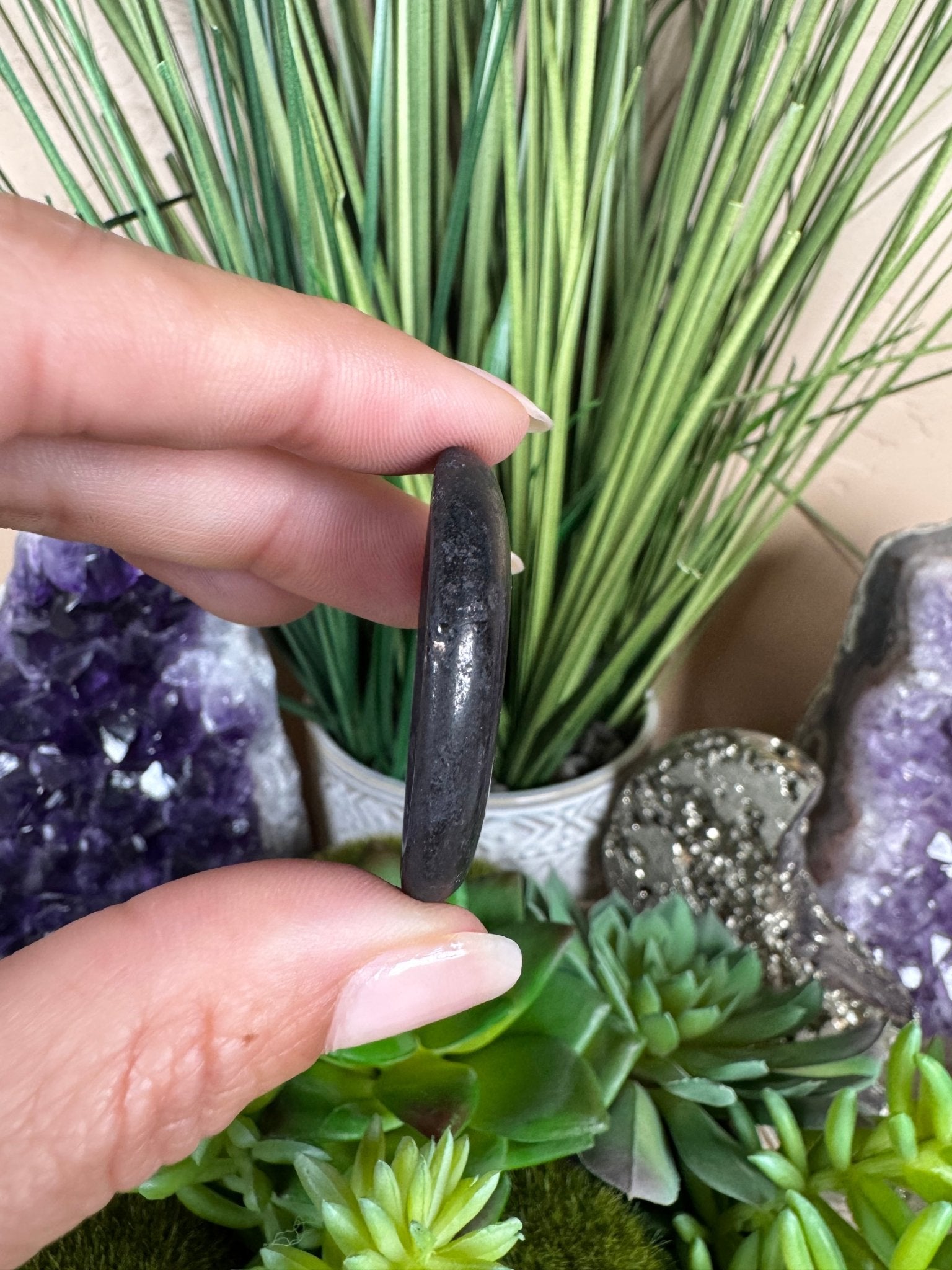 Black Tourmaline Worry Stone - Purple Door Alchemy