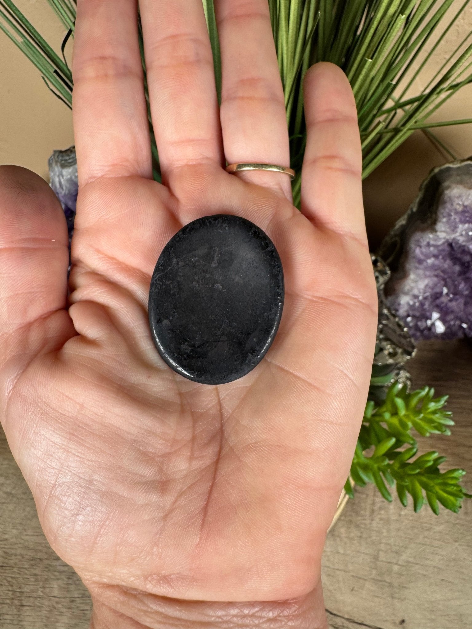 Black Tourmaline Worry Stone - Purple Door Alchemy