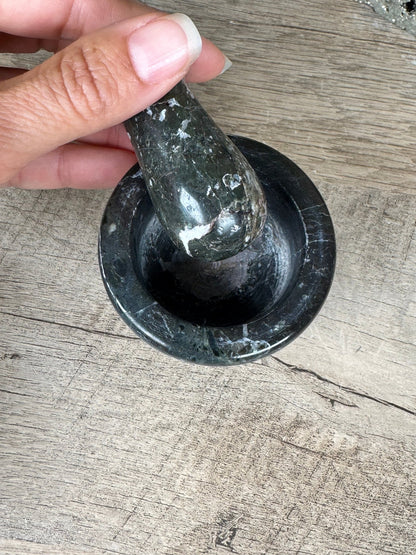 Black Zebra Marble Mortar & Pestle - Purple Door Alchemy
