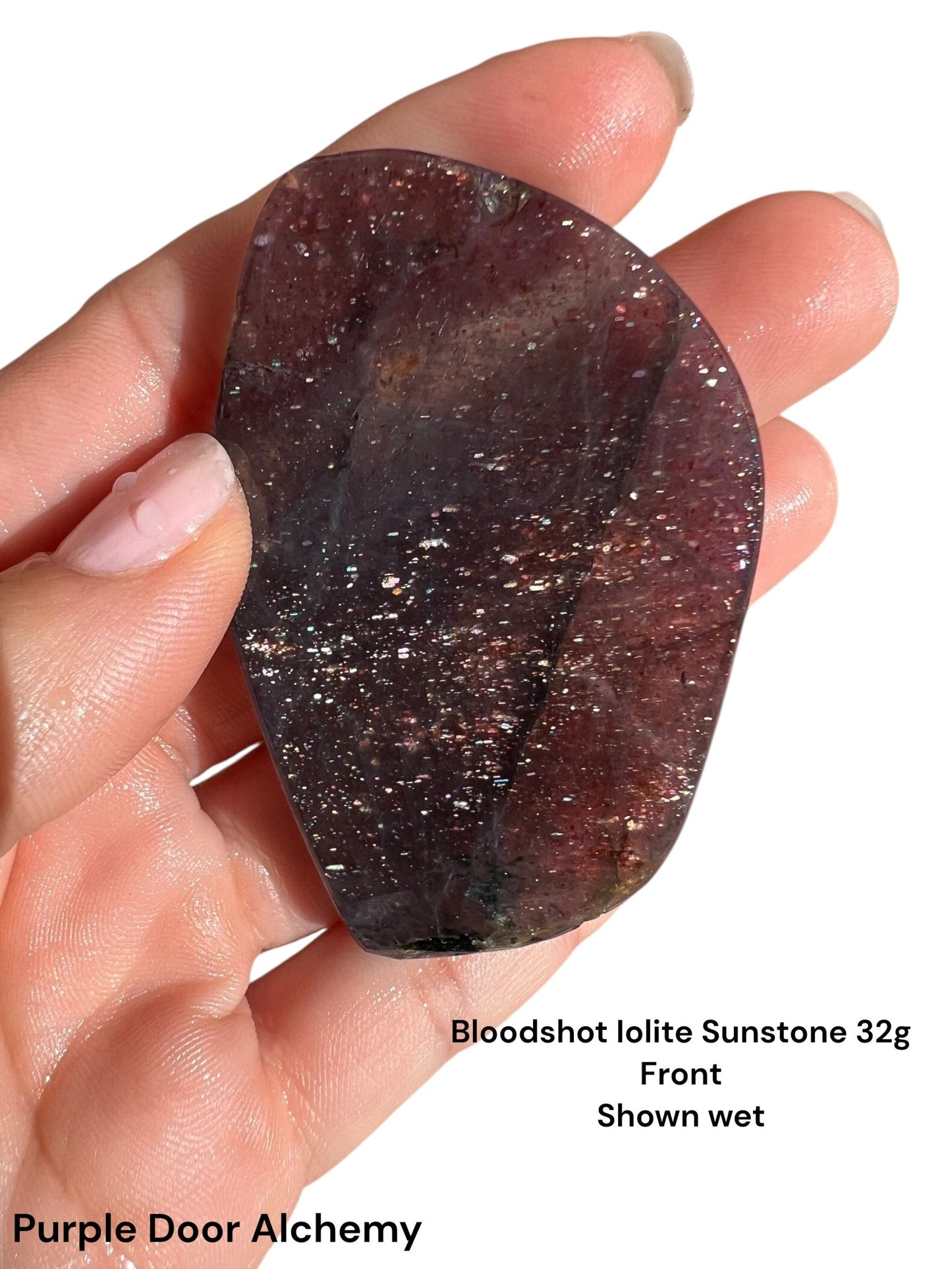 Bloodshot Iolite Sunstone Slab 32g - Purple Door Alchemy