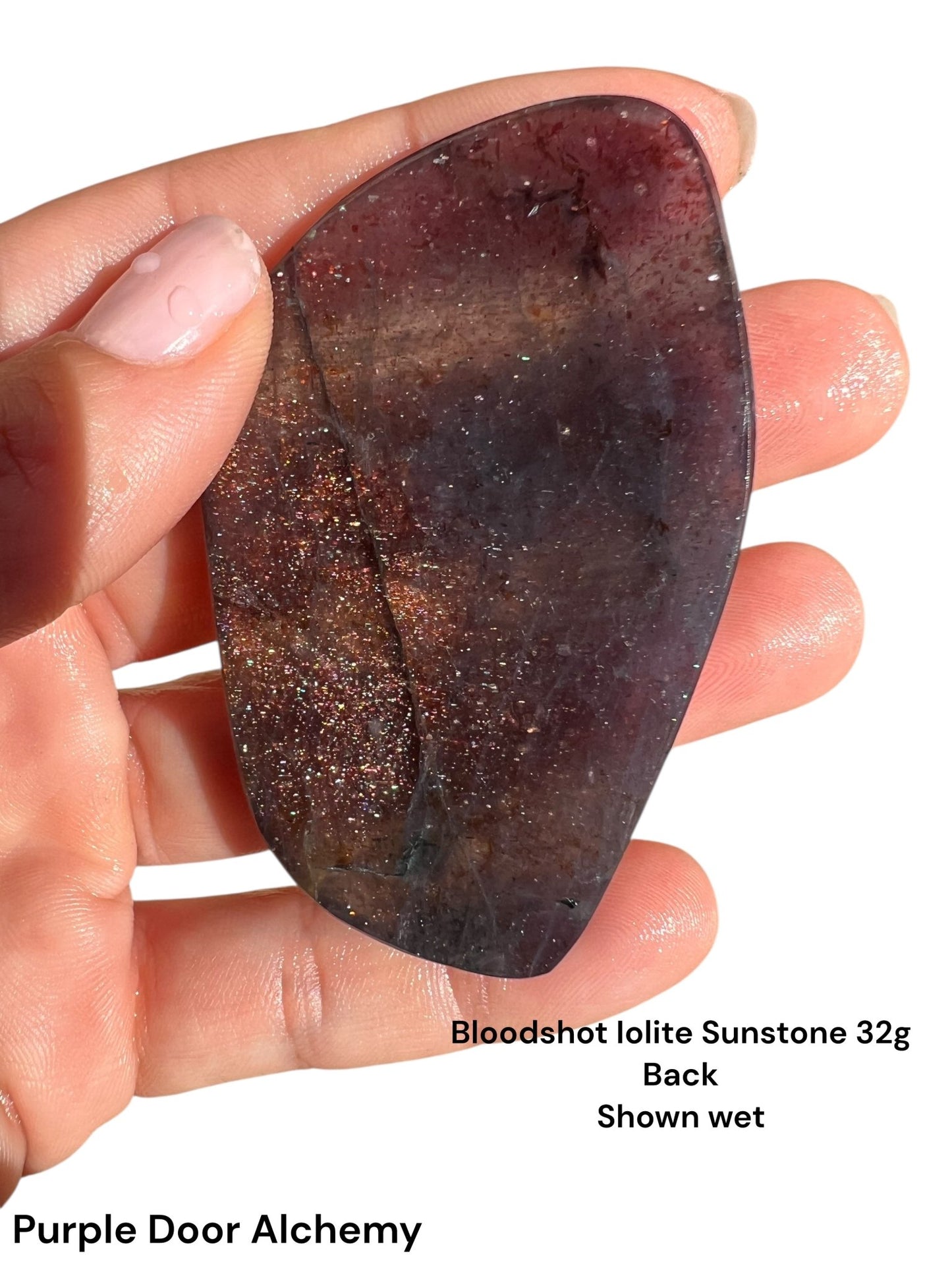 Bloodshot Iolite Sunstone Slab 32g - Purple Door Alchemy