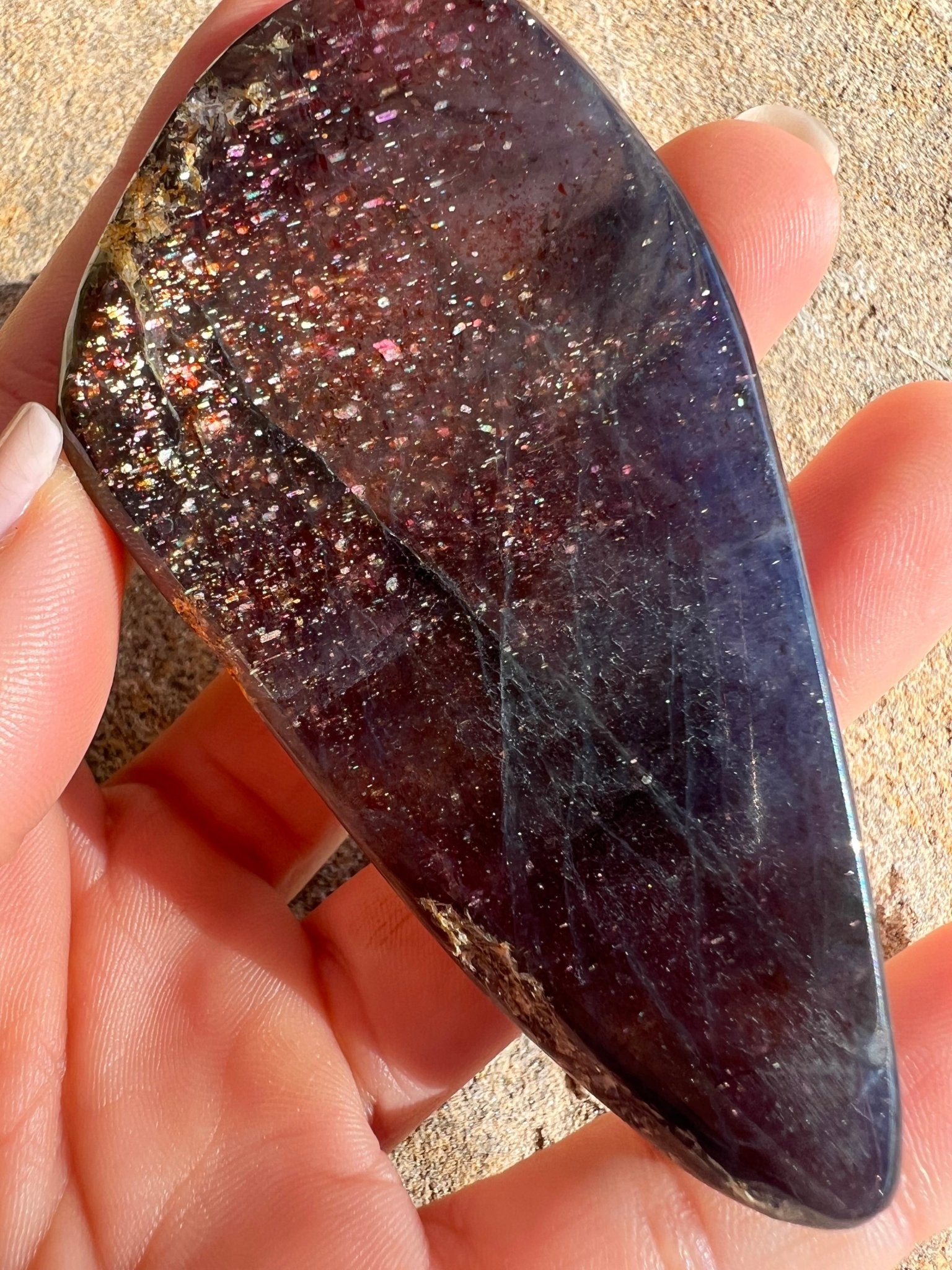 Bloodshot Iolite Sunstone Slab 59g - Purple Door Alchemy