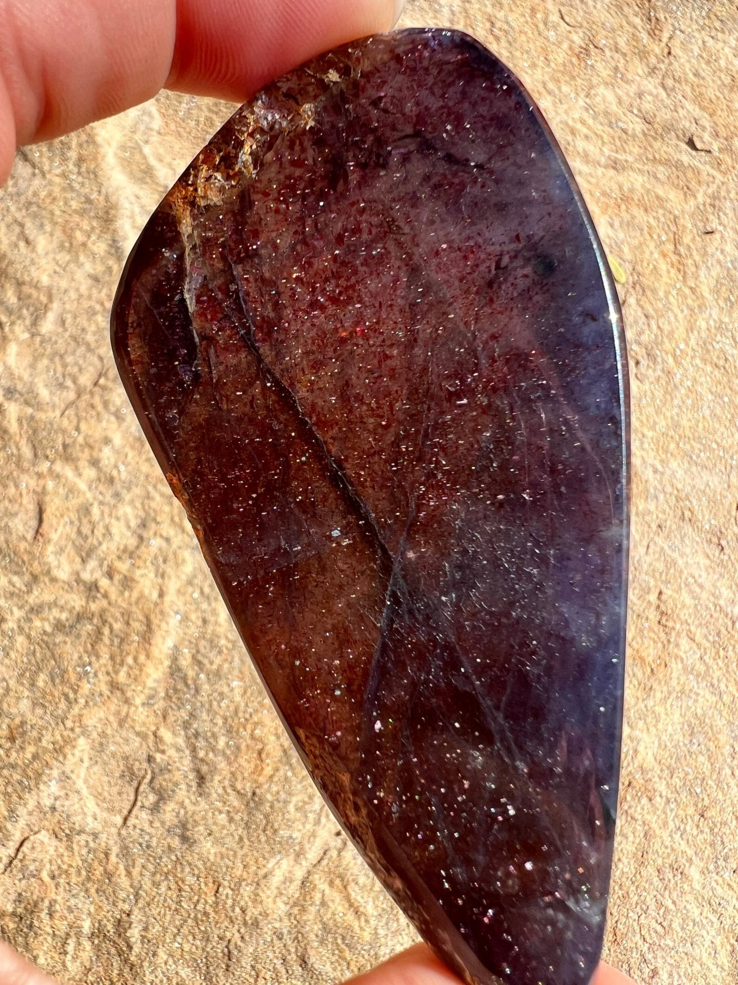 Bloodshot Iolite Sunstone Slab 59g - Purple Door Alchemy