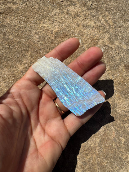 Blue Flash Moonstone Polished Slab 33g - Purple Door Alchemy