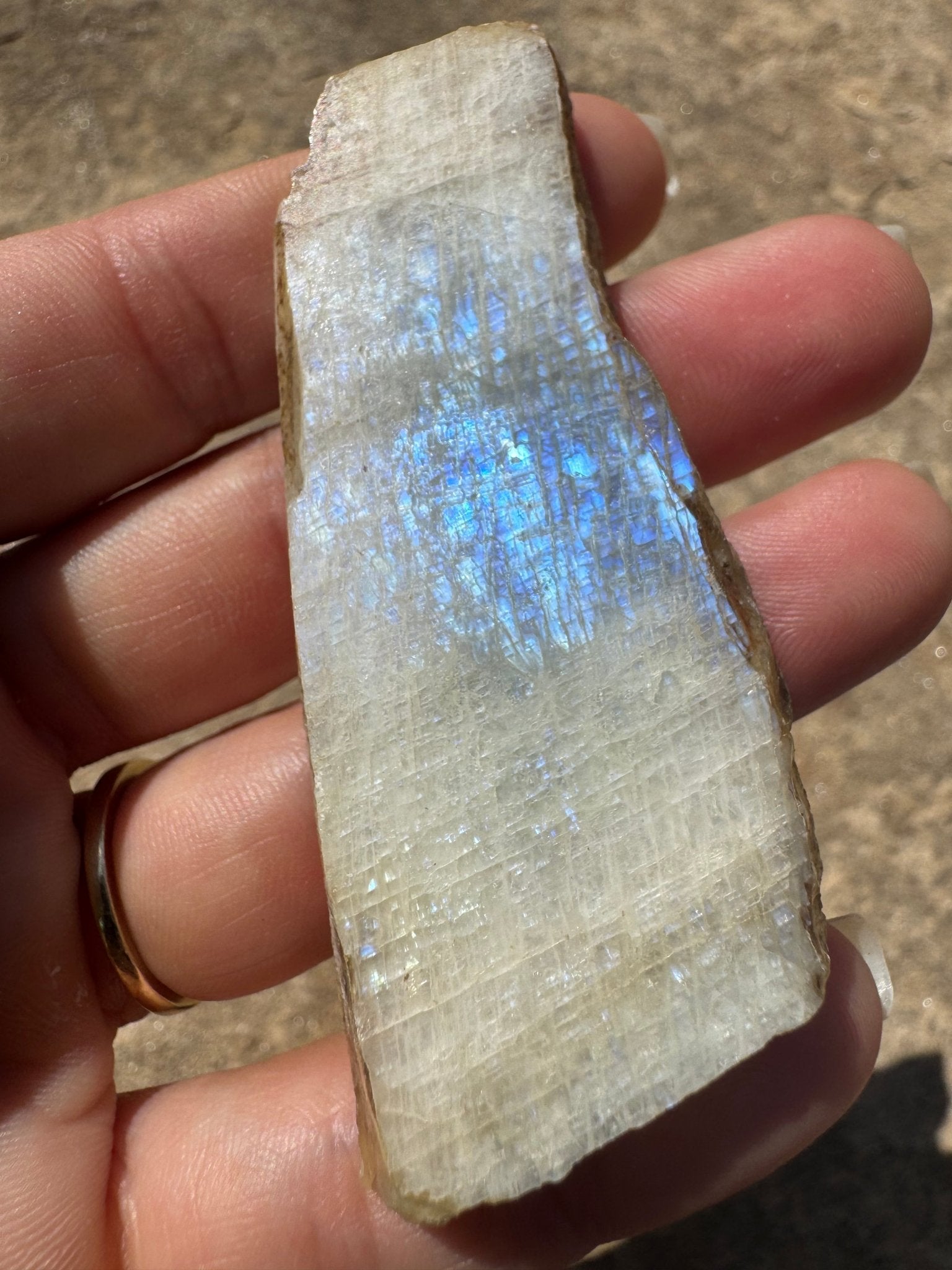 Blue Flash Moonstone Polished Slab 33g - Purple Door Alchemy