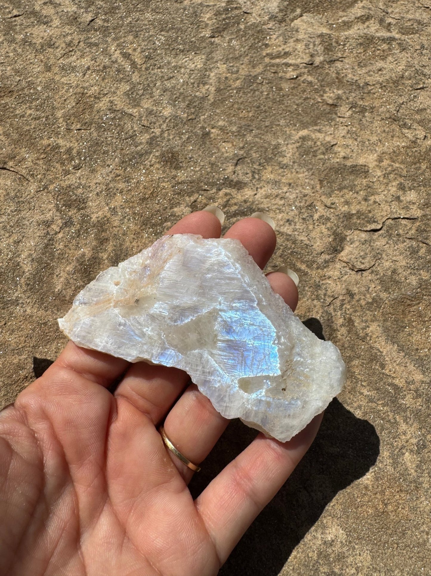 Blue Flash Moonstone Polished Slab 45g - Purple Door Alchemy