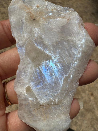Blue Flash Moonstone Polished Slab 45g - Purple Door Alchemy