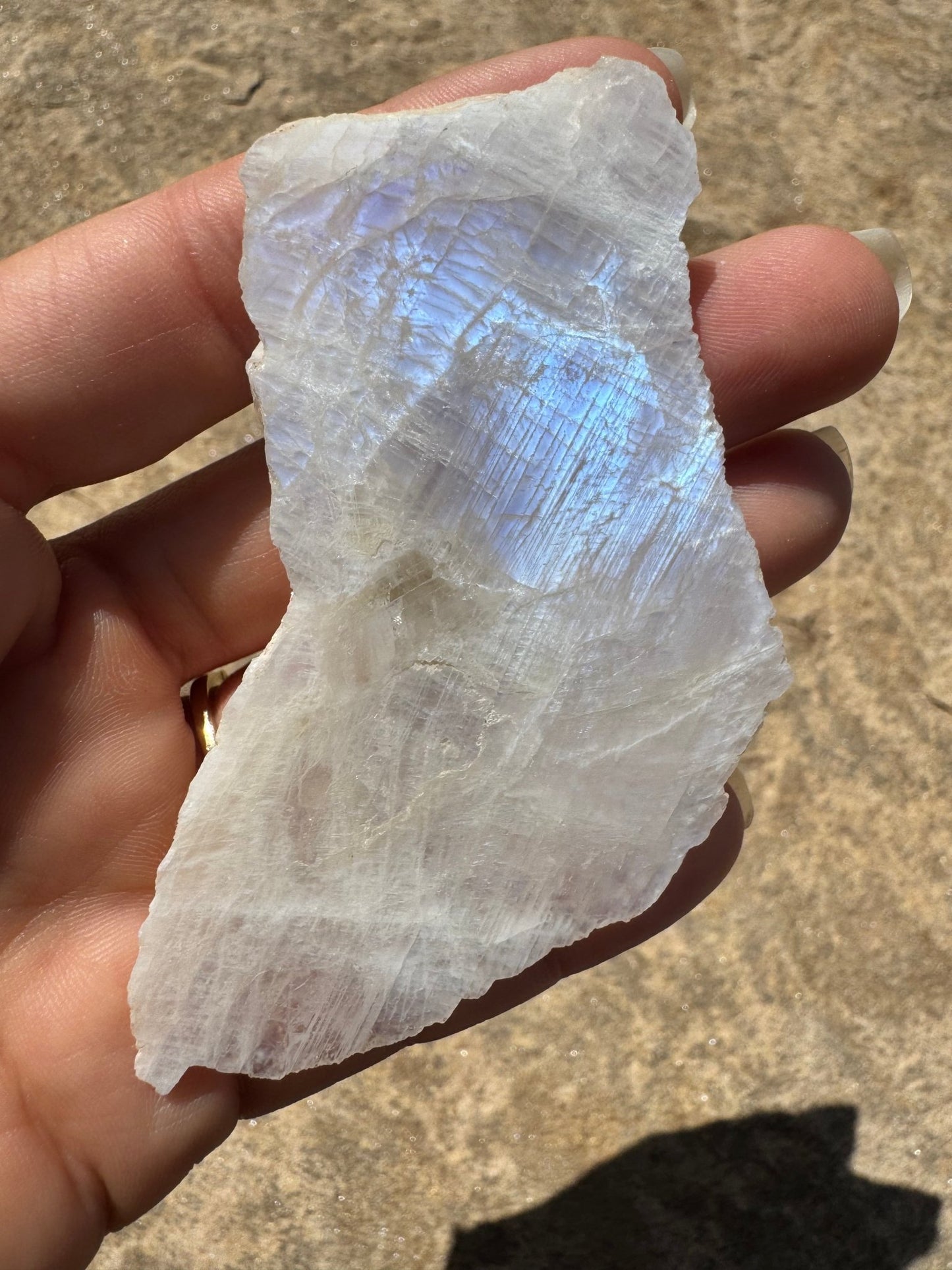 Blue Flash Moonstone Polished Slab 45g - Purple Door Alchemy